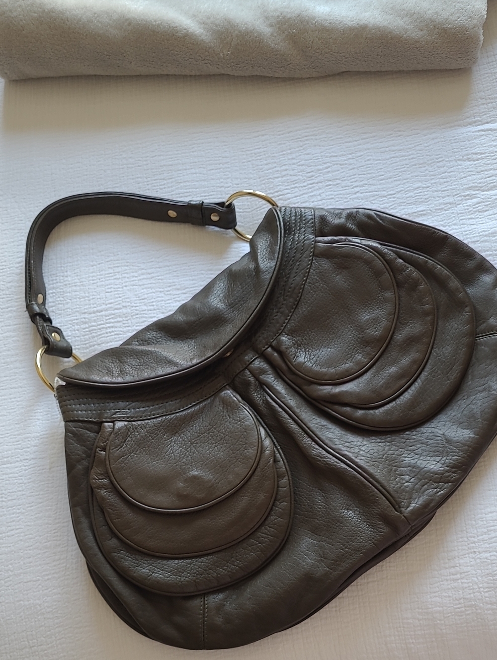 BULGA Dark Brown Leather Hobo Bag